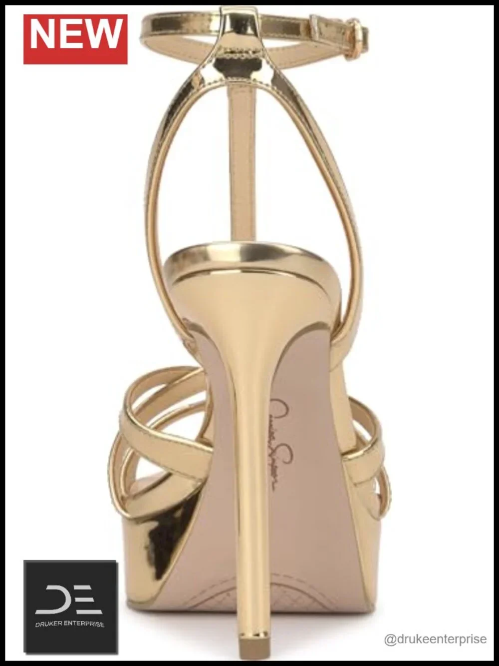 T-Strap Platform Sandal with Faux Patent Upper - 4.9
